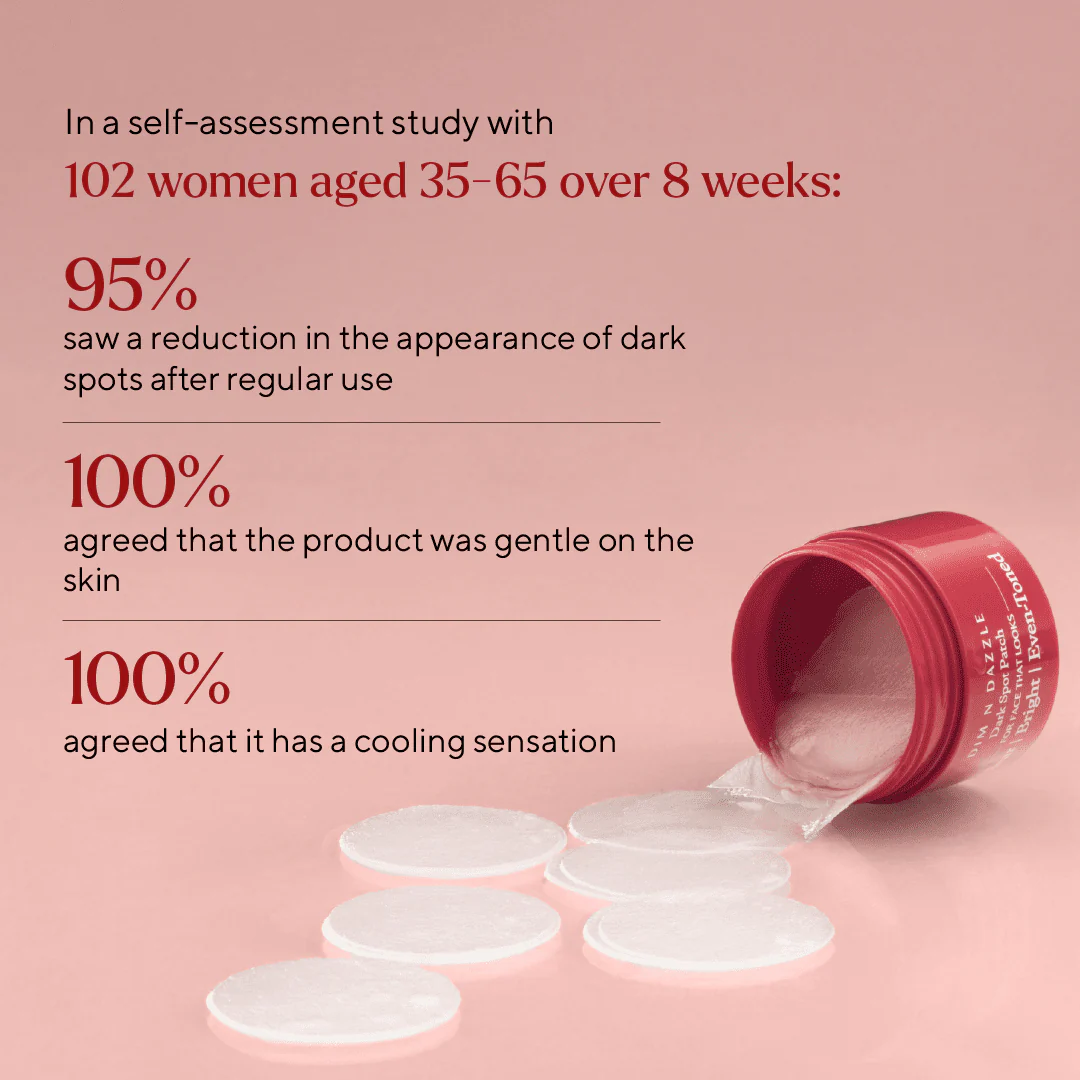 Dim N Dazzle Dark Spot Patch - Fades the Look of Stubborn Dark Spots & Patchy Discoloration— Powered with East Indian Globe Thistle, Chebulic Myrobalan, Niacinamide and Glycolic Acid— Best Dark Spot Patch For Hyper-Even, Crystal-Clear Complexion - Image 5