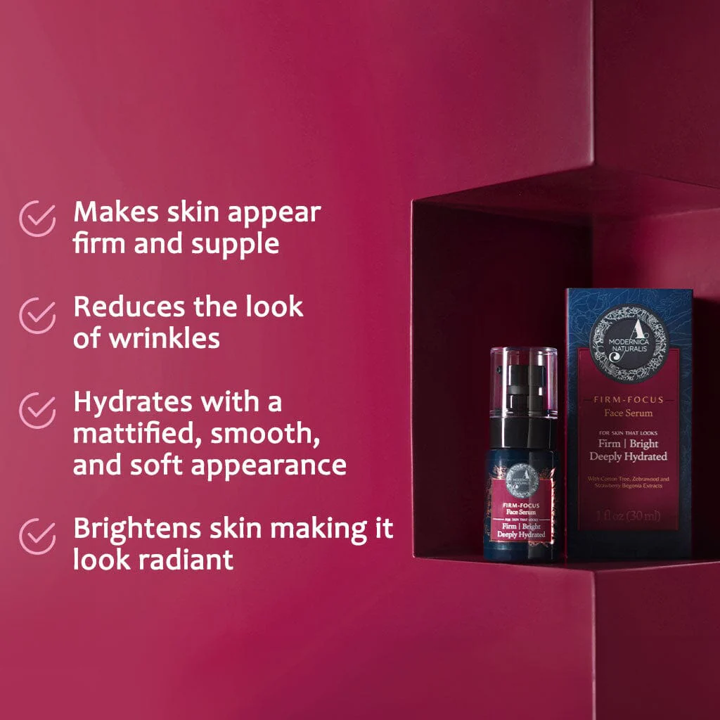 Firm-Focus Face Serum - Firms, Brightens, Hydrates Aging, Crepey Skin - Focused-Firming Formula with Cotton Tree, Zebrawood, Strawberry Begonia - Best Face Serum for Loose, Saggy Facial Skin - With Clinically Tested Ingredient Combinations - Image 7