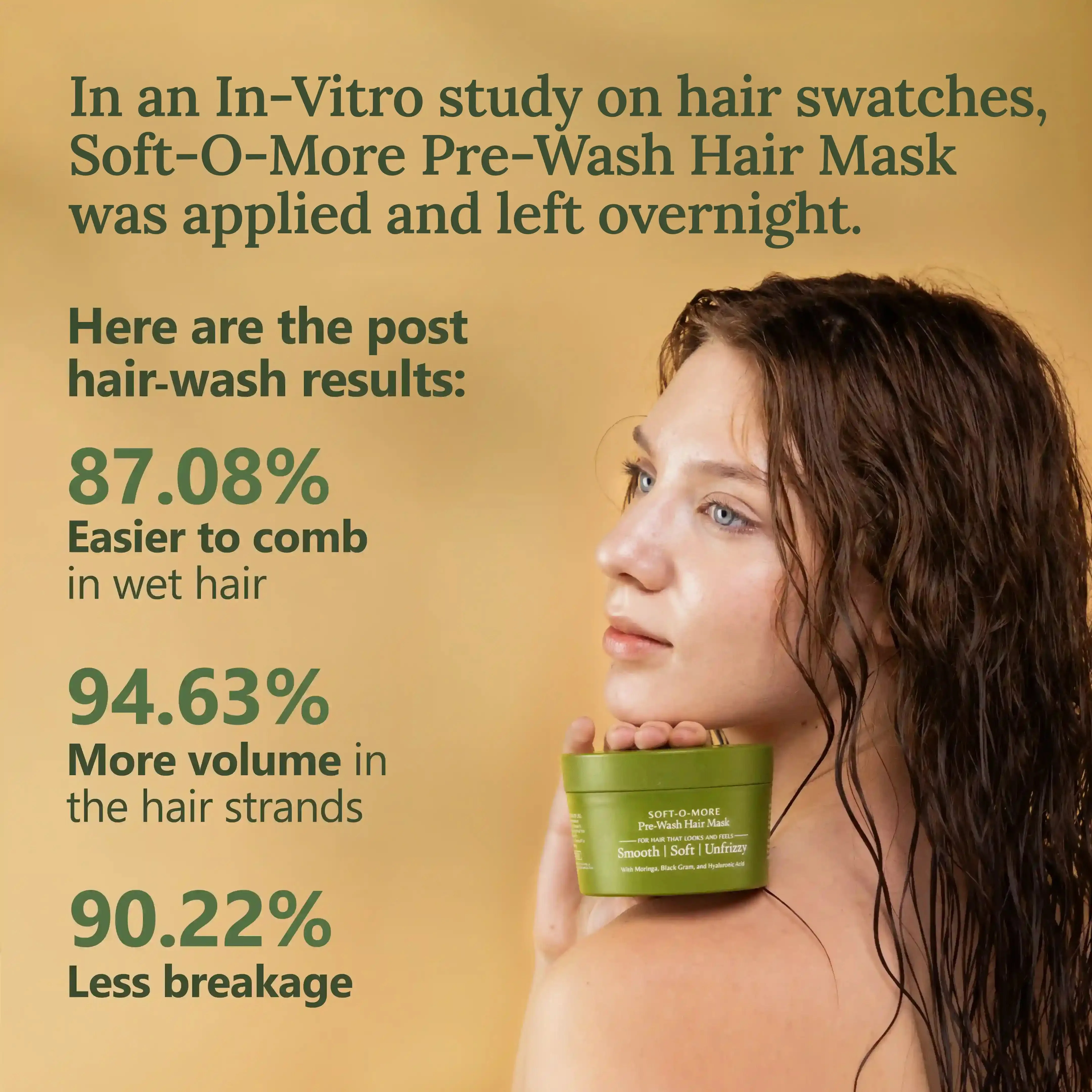 Soft-O-More Pre-Wash Hair Mask – Smooths, Softens, and Unfrizzes the look of Dry, Dull, Aging Hair – Revolutionary Formula with Moringa and Black Gram – Best Pre-Shampoo Hair Mask For Mature Hair - Image 4