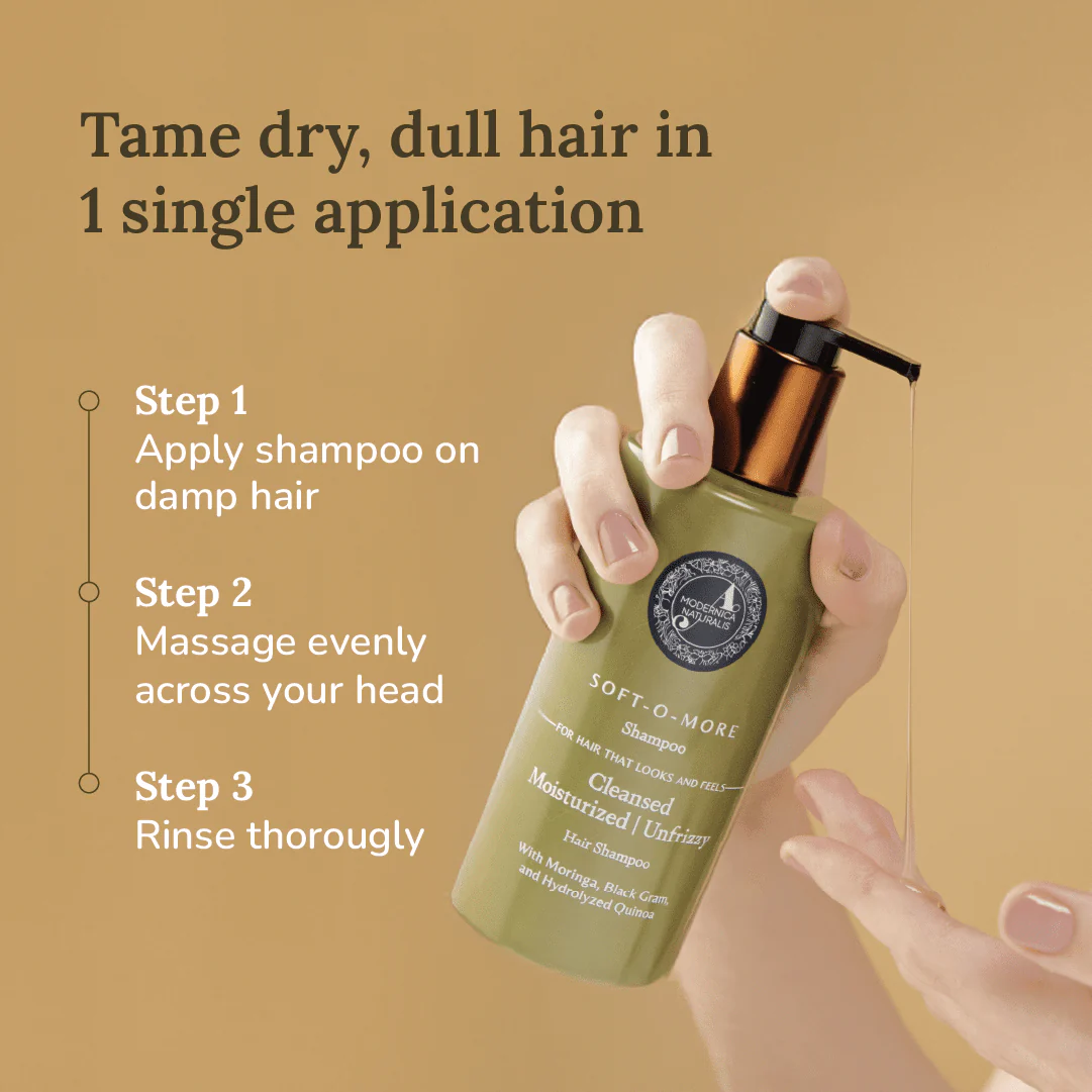 Soft-O-More Shampoo – Cleanses, Moisturizes, Unfrizzes the look of Dry, Dull, Damaged or Aging Hair – Ultra-Hydrating Formula with Moringa, Gotu Kola and Black Gram – Best Shampoo For Damaged, Frizzy Hair - Image 8